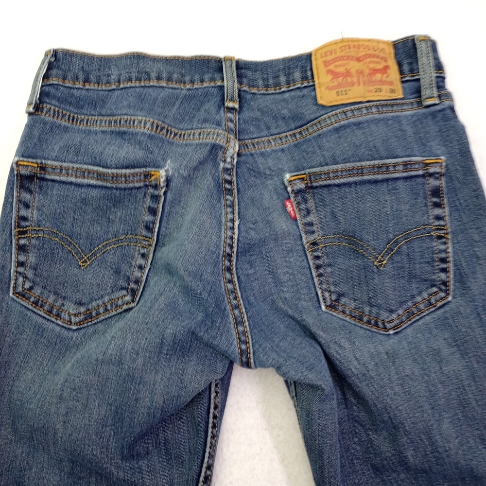 Levi's 511 Slim Jeans Men's Straight leg W29 L30‎ Blue Denim  Pocket Flaw - Picture 9 of 16